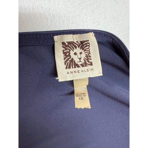 Ann Klein Size 10 Wrap Dress Blue Classic Knit 3/4 Slv Short Career Day to Night - Picture 4 of 6